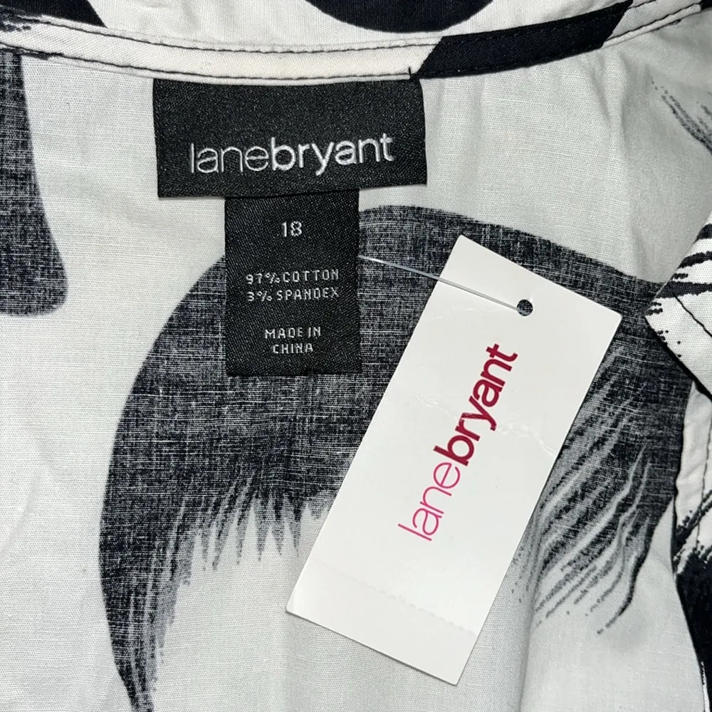 Lane Bryant NWT Size 18 White & Black Floral Print Collar Shirt Dress - Image 6