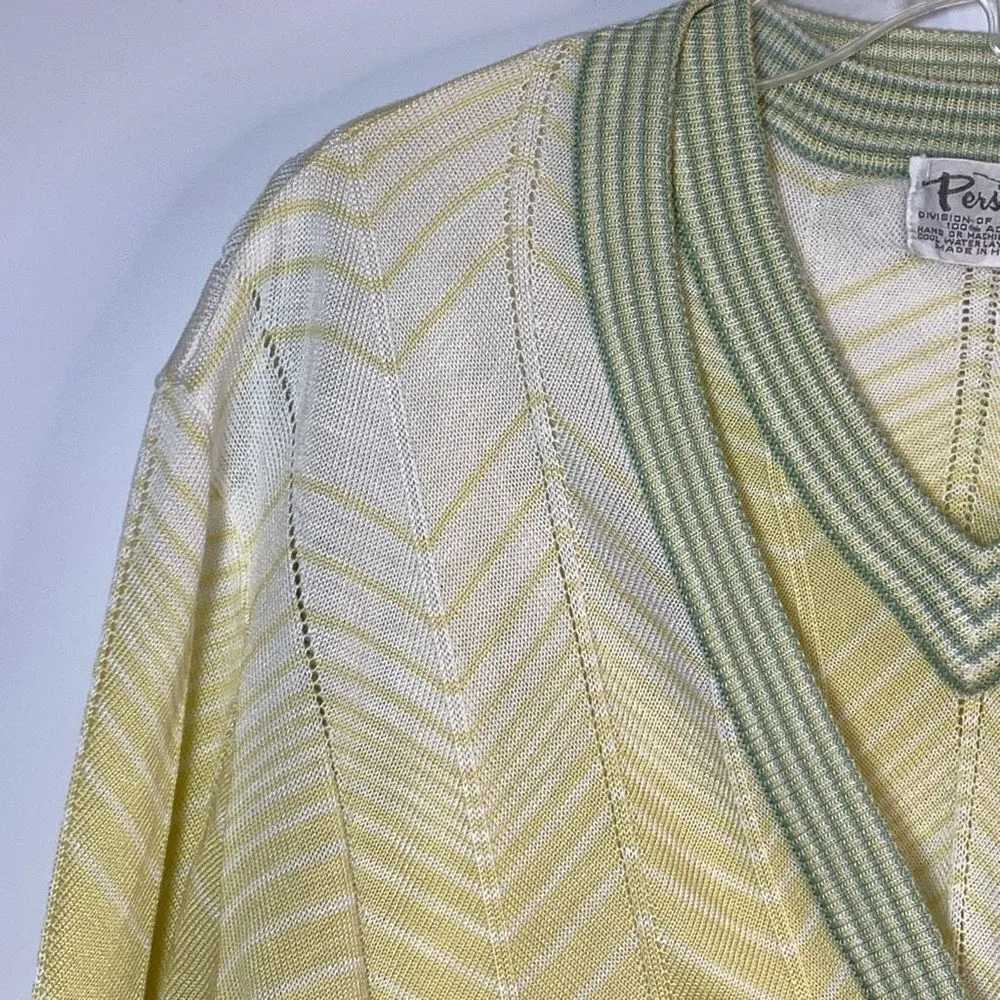 Leslie Fay Personal Women's Chevron Vest & Cardigan Bundle Green & Yellow Large - Image 6