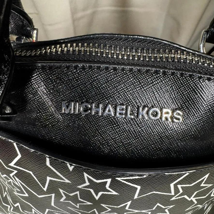 Michael Kors Emmy Star Print Dome Satchel Crossbody Bag Saffiano Leather - Image 4