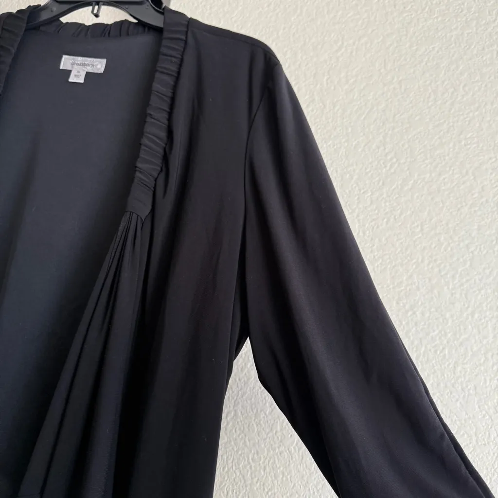 Black Open Front Cardigan Jacket XL Women’s Long Sleeve Drape Lightweight Layer - Image 3