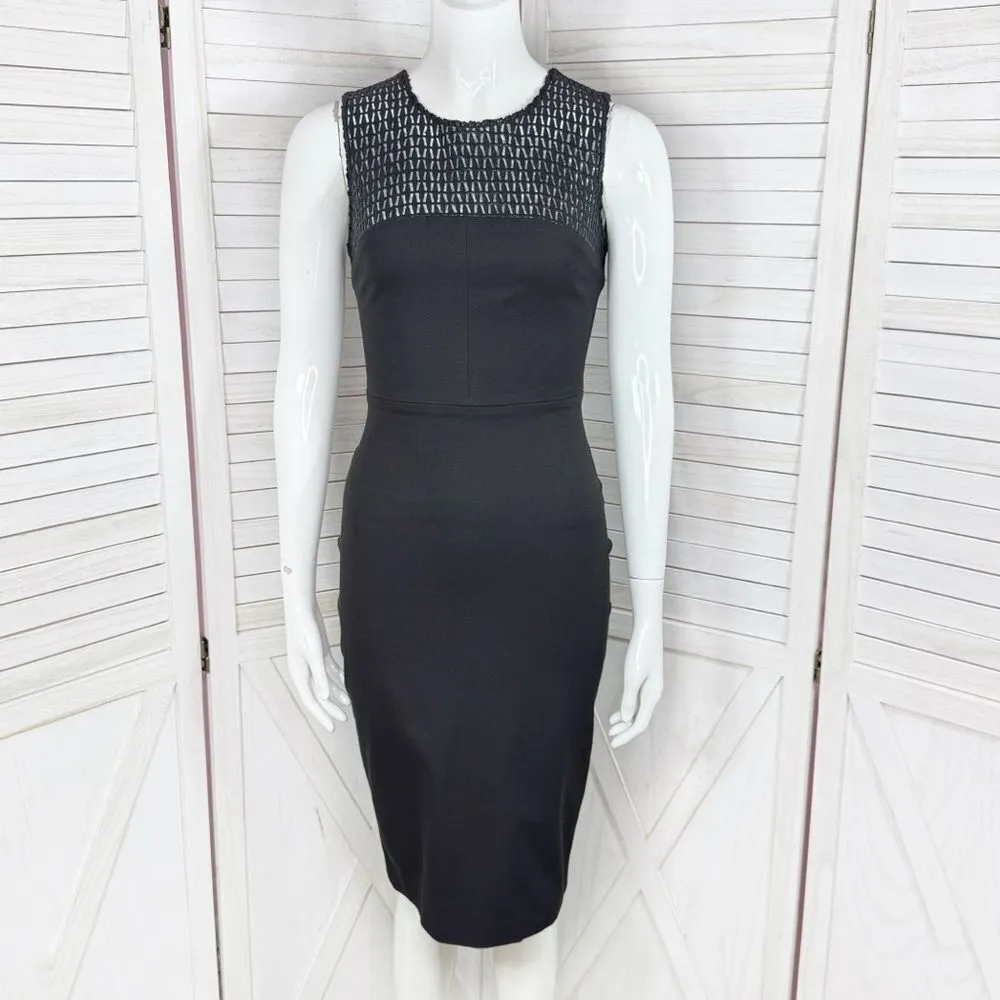 Banana Republic Roland Mouret Lace Yoke Sleeveless Sheath Dress Black Size 0 - Image 2