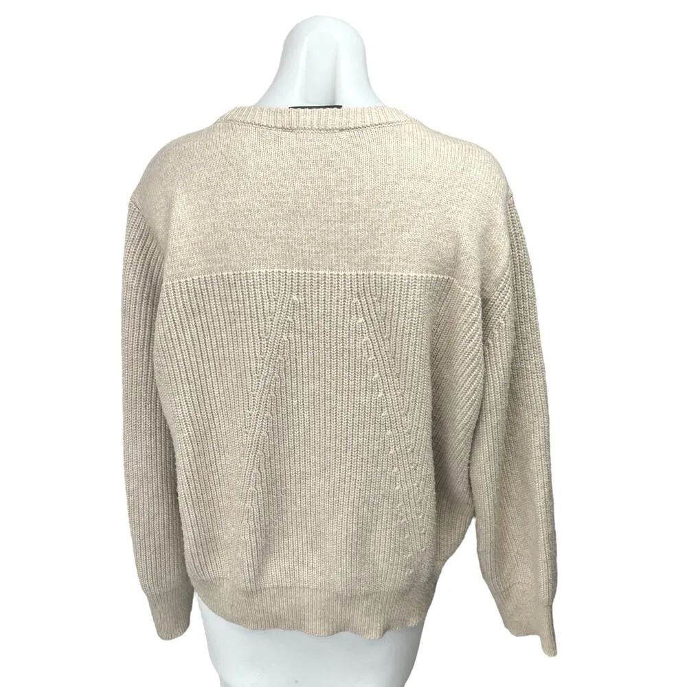 Modern Citizen Beige Ribbed Knit Long Sleeve Crewneck Pullover Sweater Top Sz XL - Image 2