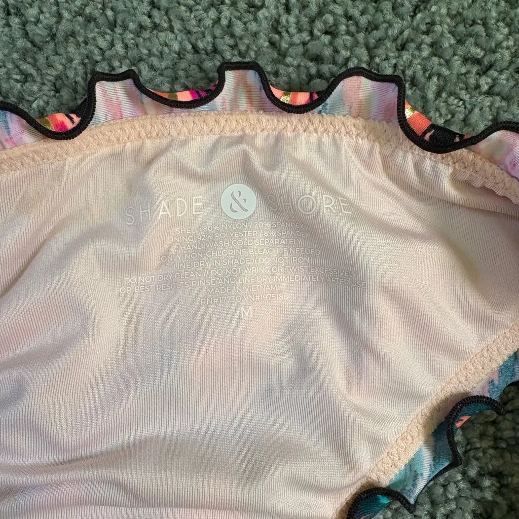 Shade And Shore Ruffle Cheeky Bikini Bottom Peach Passion Multicolor Size M NWT - Image 7
