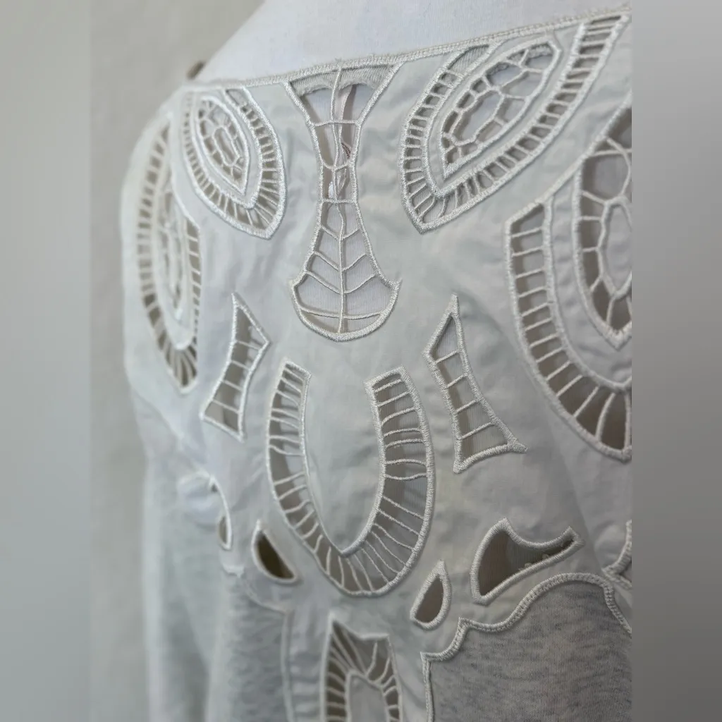 Free People Grey‎ lace cutout sweatshirt. Small Gray - Image 5