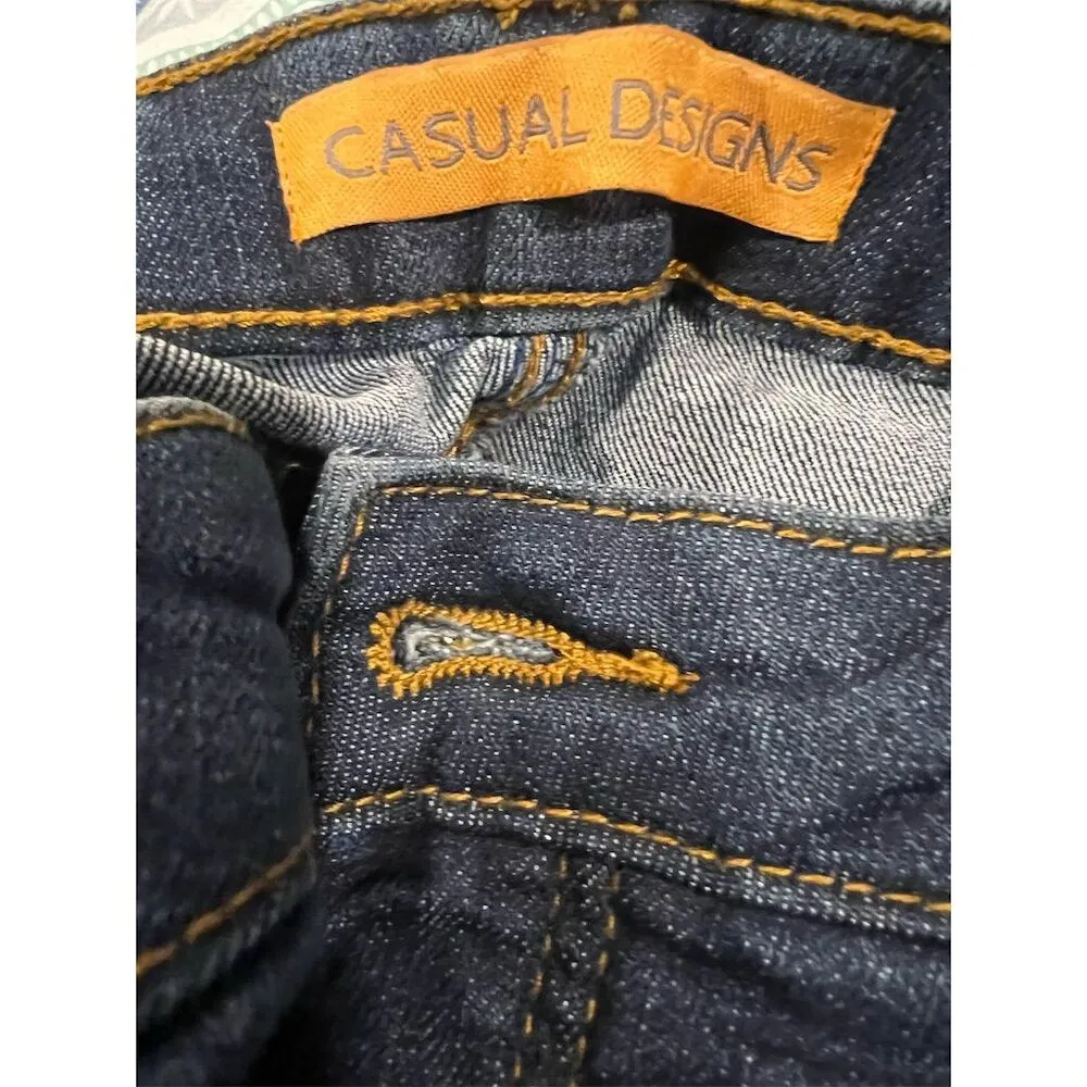 Casual Designs Women's Size 16 Blue Straight Denim Jeans Dark Wash - Image 2