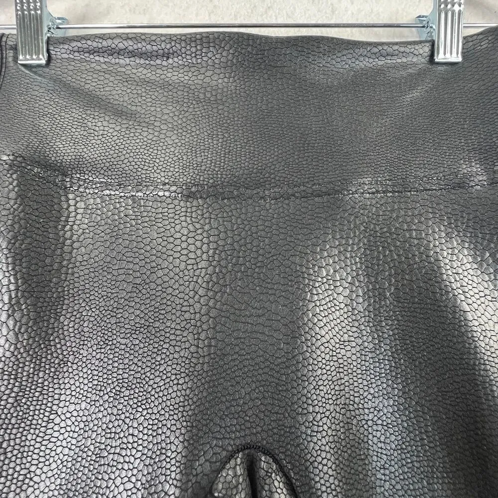 Spanx Snake Skin Faux Leather Legging Black Size S Mid Rise Skinny Leg Stretch - Image 3