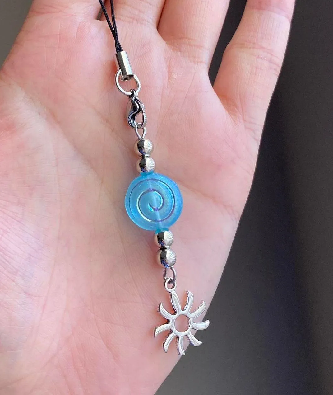 czech glass swirl shell & sun keychain/bag charm/accessory 🌀☀️ - Image 3