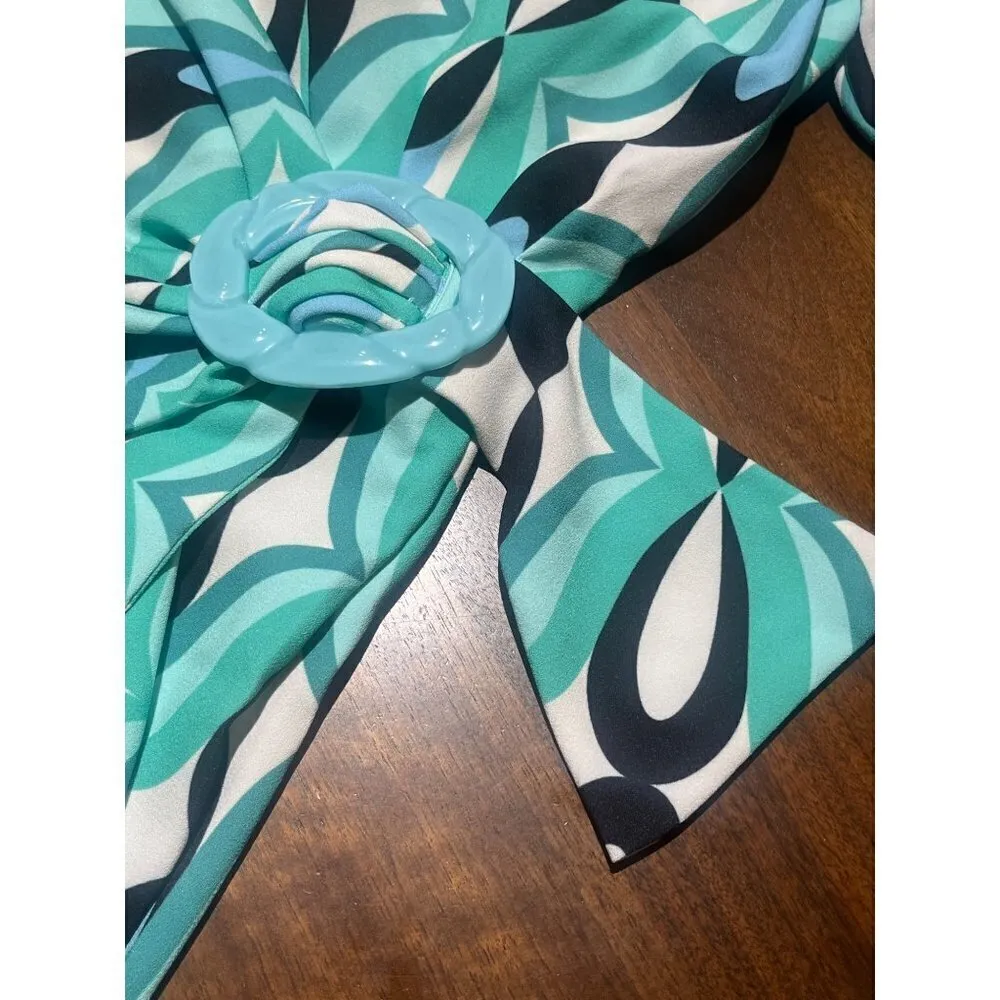 PatBO Twist One Shoulder Mini Dress in Piscene Blue 2 New Womens Cocktail - Image 9