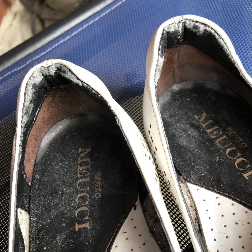 Sesto Meucci Loafers White Leather Laser Cutouts Slip On 9 - Image 9