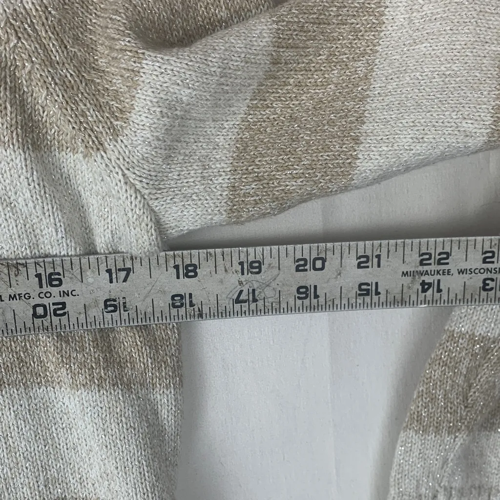 Christopher & Banks size small Christmas sweater cute stripe tan white granny - Image 7