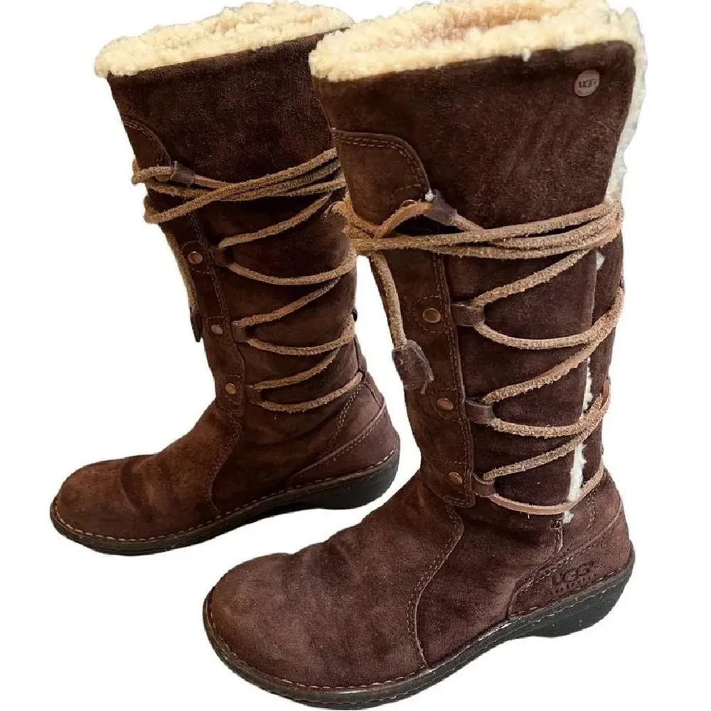 UGG Australia Surfcat Shearling Tall Suede BOOTS 5158 size 8 brown - Image 3
