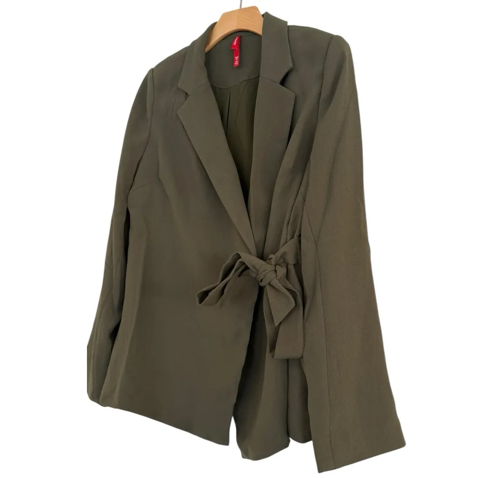 SPANX Crepe Wrap Style Blazer Midnight Olive Green Size M NEW - Image 4
