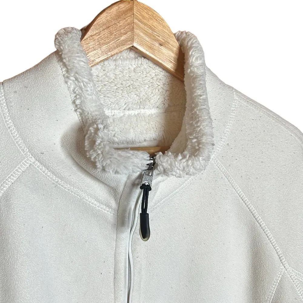 GREEN TEA Fleece Jacket with Sherpa Faux Fur Lining Cream Size XL - Image 2