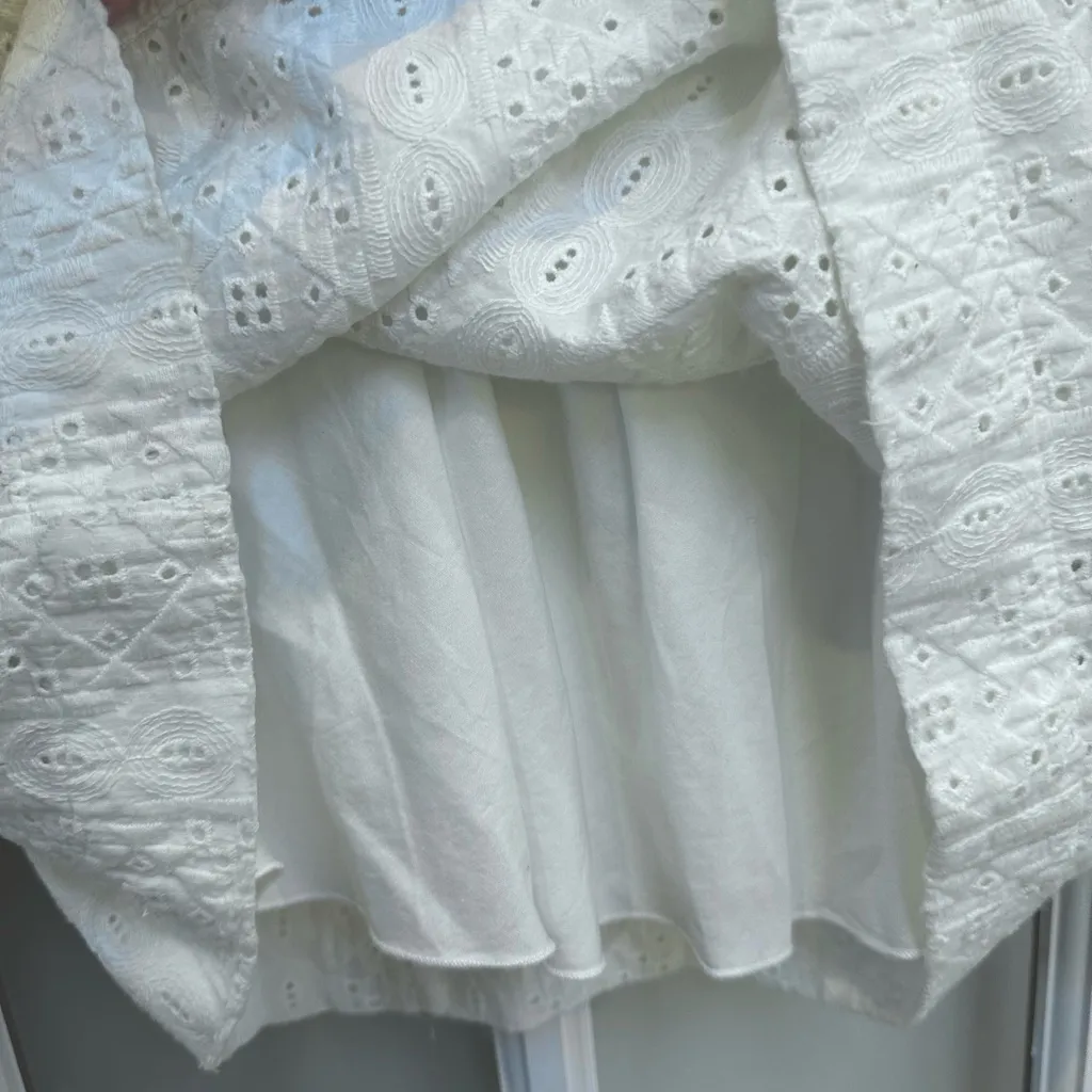 CURRENT ELLIOTT THE EYELET EMBROIDERED T-SHIRT DRESS DIRTY WHITE Size 0 XS NWT - Image 10