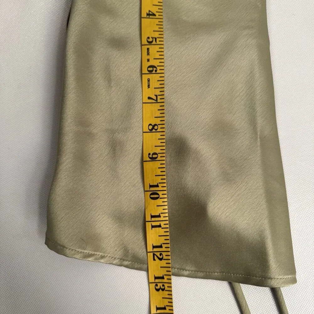 12th Tribe Top Womens Large Green Champagne Palm Canyon Satin Handkerchief Boho - Image 6