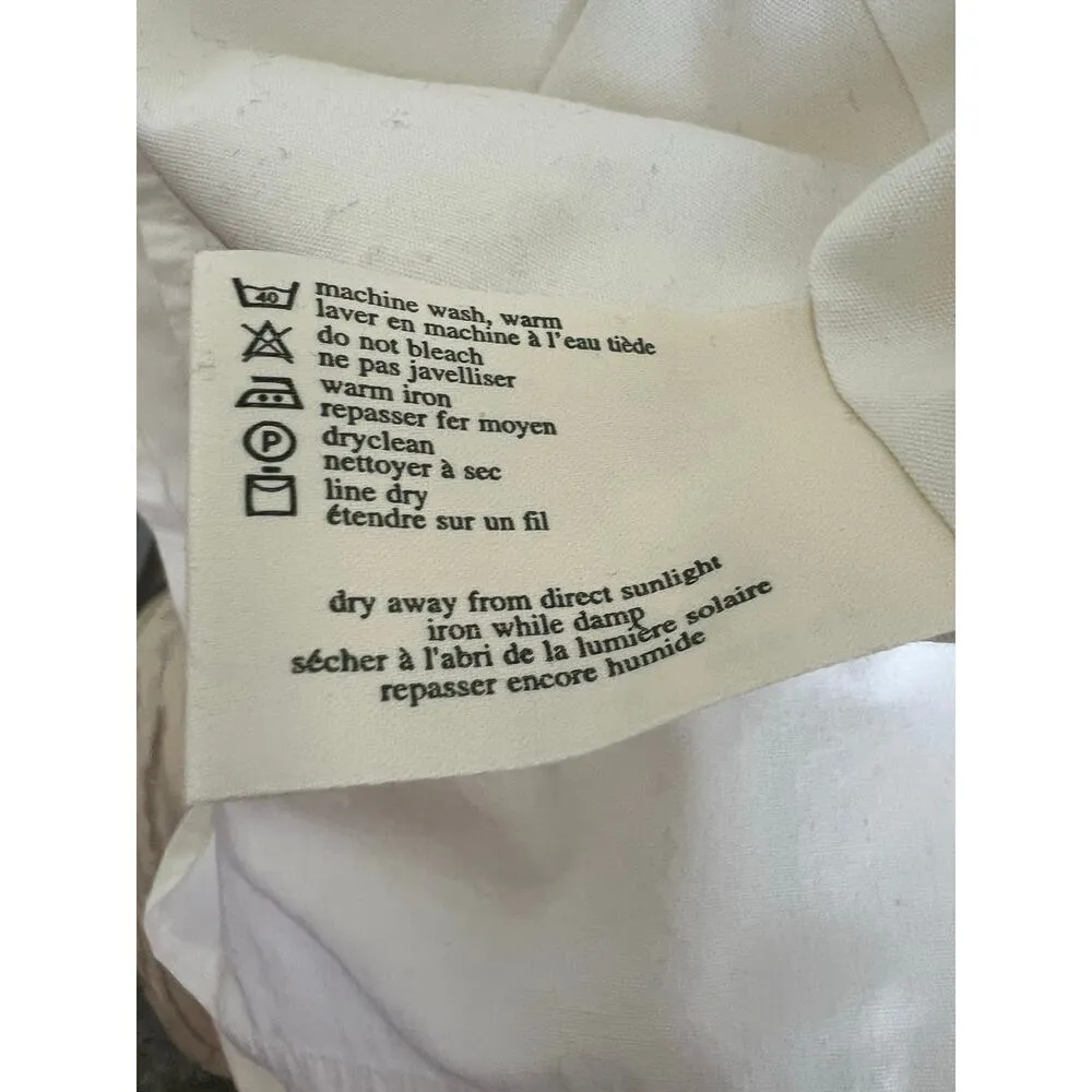 Laura Ashley Vintage Sleeveless Embroidered V-Neck Linen Dress USA Size 10 - Image 8