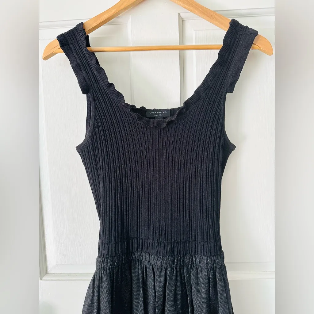 CURRENT AIR Anthropologie Ribbed Sleeveless Tank Midi Dress Black Size M - Image 4