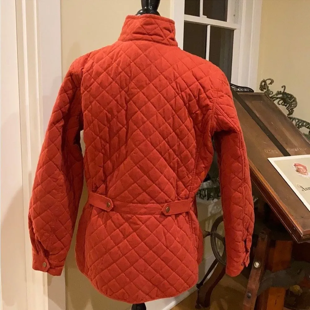 Duluth Trading Burnt Orange Cortland Quilted Jacket Size Small Fisherman Core Orange - Image 7