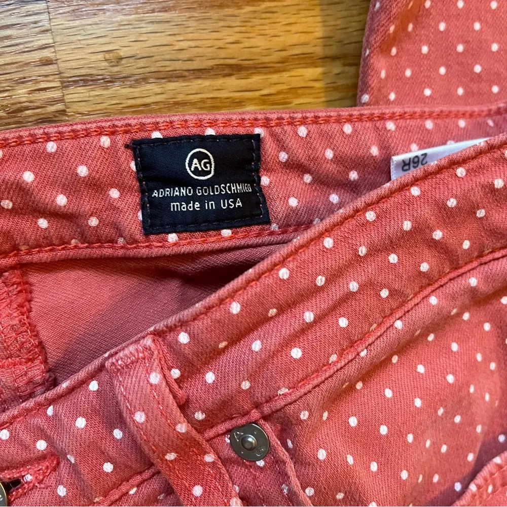 AG Adriano goldschmied Nantucket red polka dot the Stevie ankle jeans size 26 - Image 7