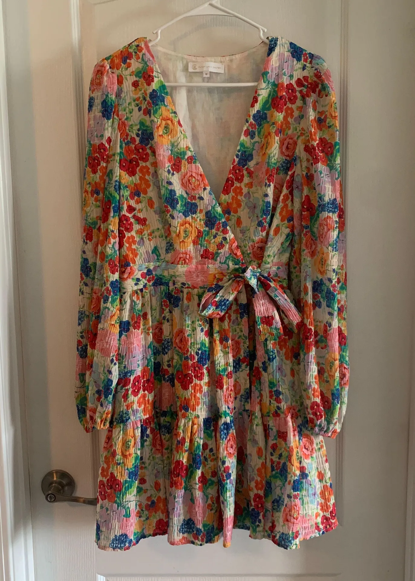 Women’s Medium COREY LYNN CALTER Multi Pleated Floral L/S Mini Wrap Dress - Image 1