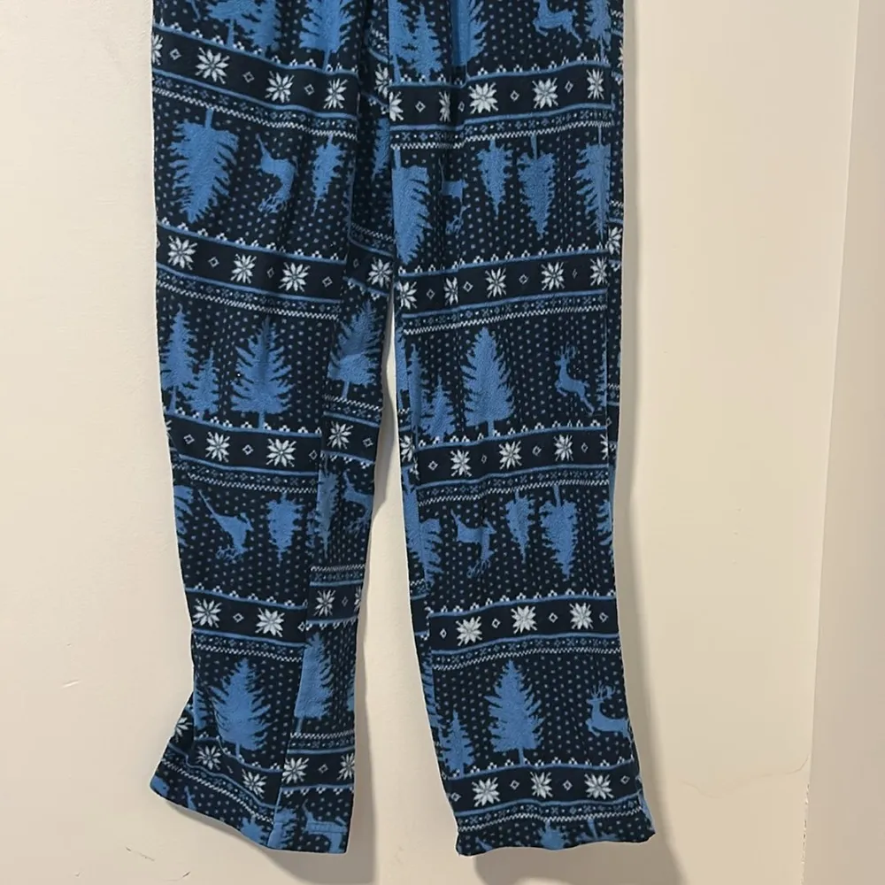 Blue Christmas Winter Soft Fuzzy Pajama Pants Size Small - Image 2