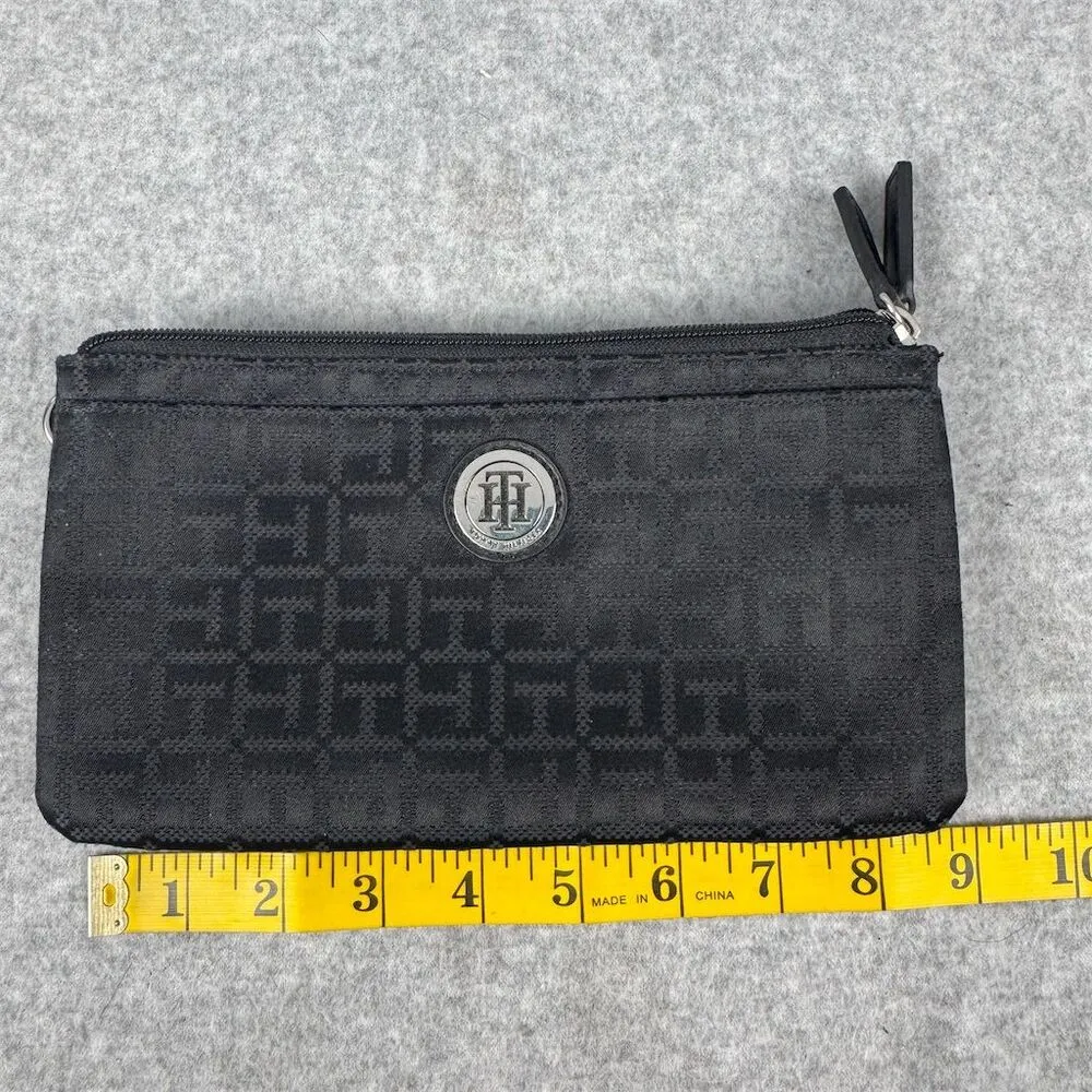 Black Wallet Clutch Logo Accents Multiple Compartments - Image 8