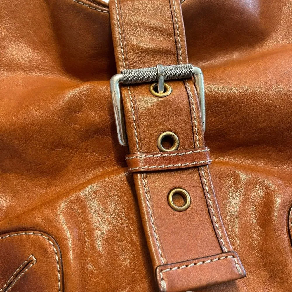 Y2K Michael Kors Buckle Hobo Shoulder Bag Cognac‎ Brown Slouchy Western Country - Image 3