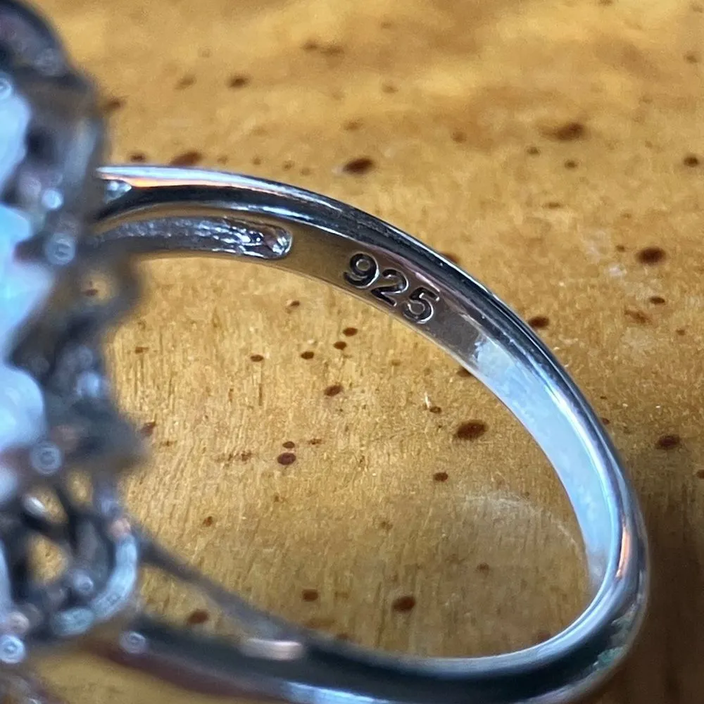 Natural Blue Star Sapphire Sterling Silver Cocktail Ring Size 6 - Image 5