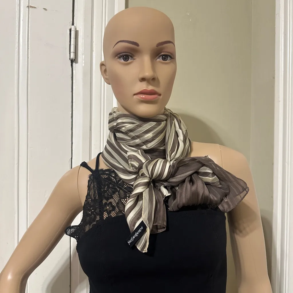 Yves Saint Laurent Striped Silk Scarf - Image 4