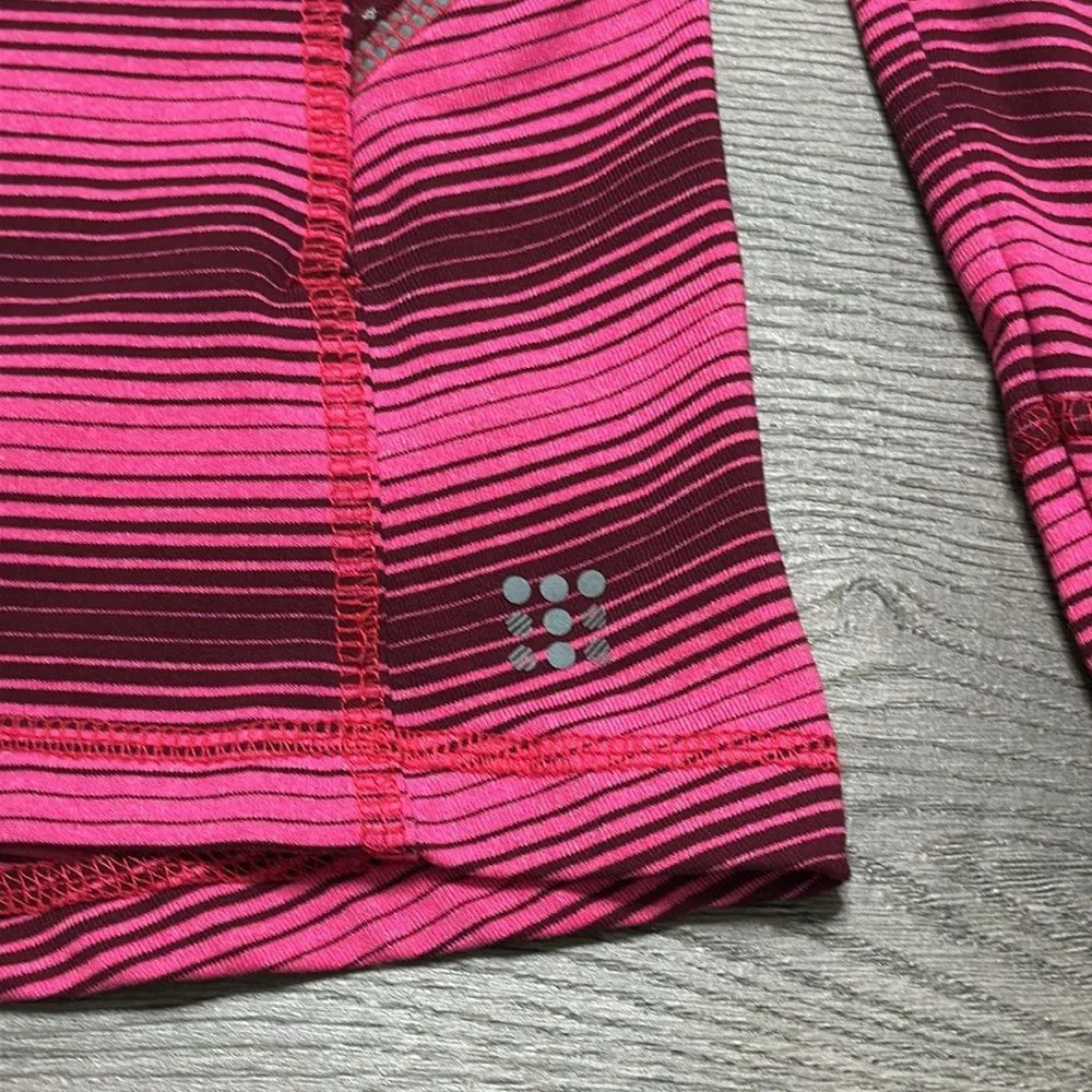 Title Nine Pink Stripe‎ Zip Up Reflective Jacket Thumbholes Size Small - Image 4