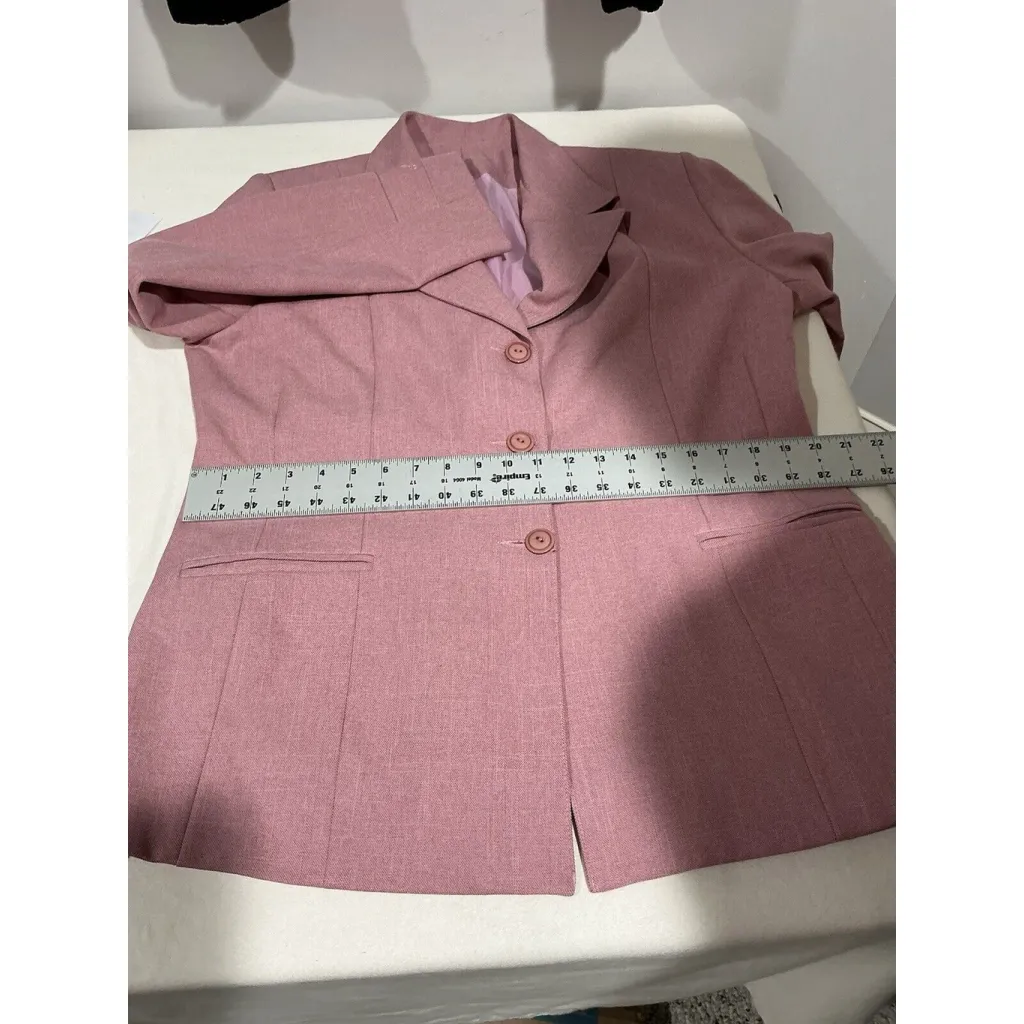 Womans Pink 3 Button Up Blazer Lined 12 - Image 6