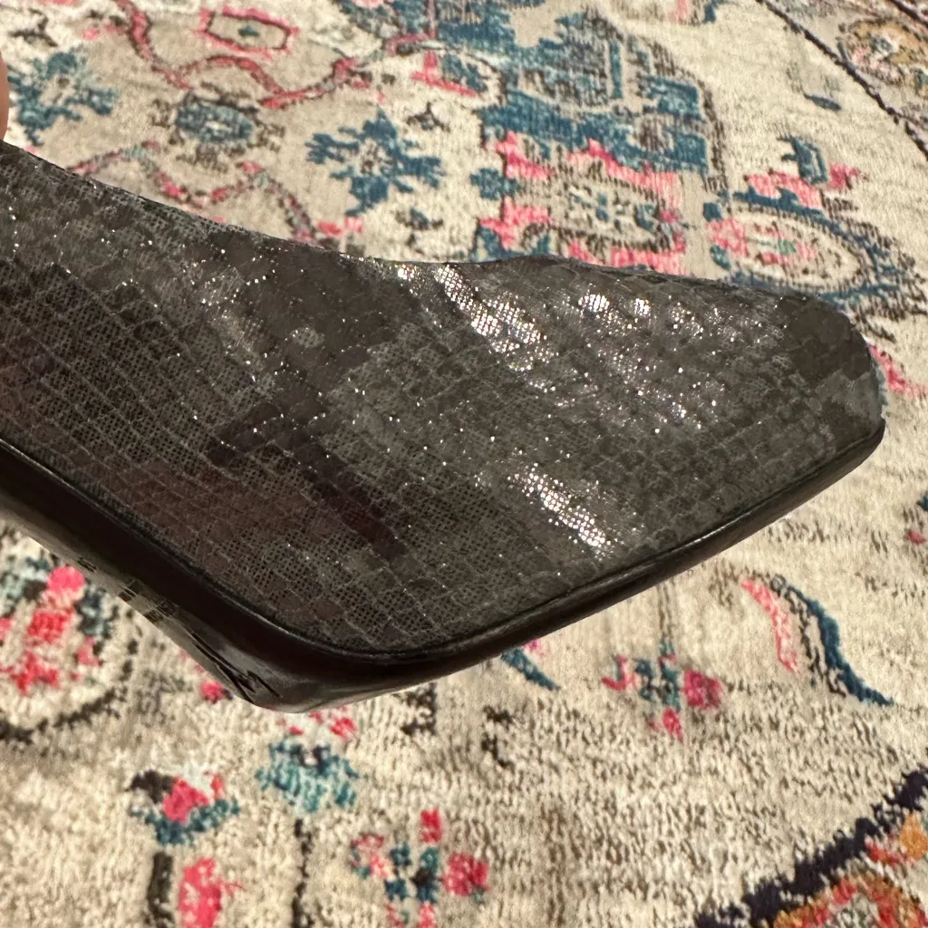 Giuseppe Zanotti Snakeskin Grat Chrome Open Peep Toe Heels Shoes 38 - Image 10