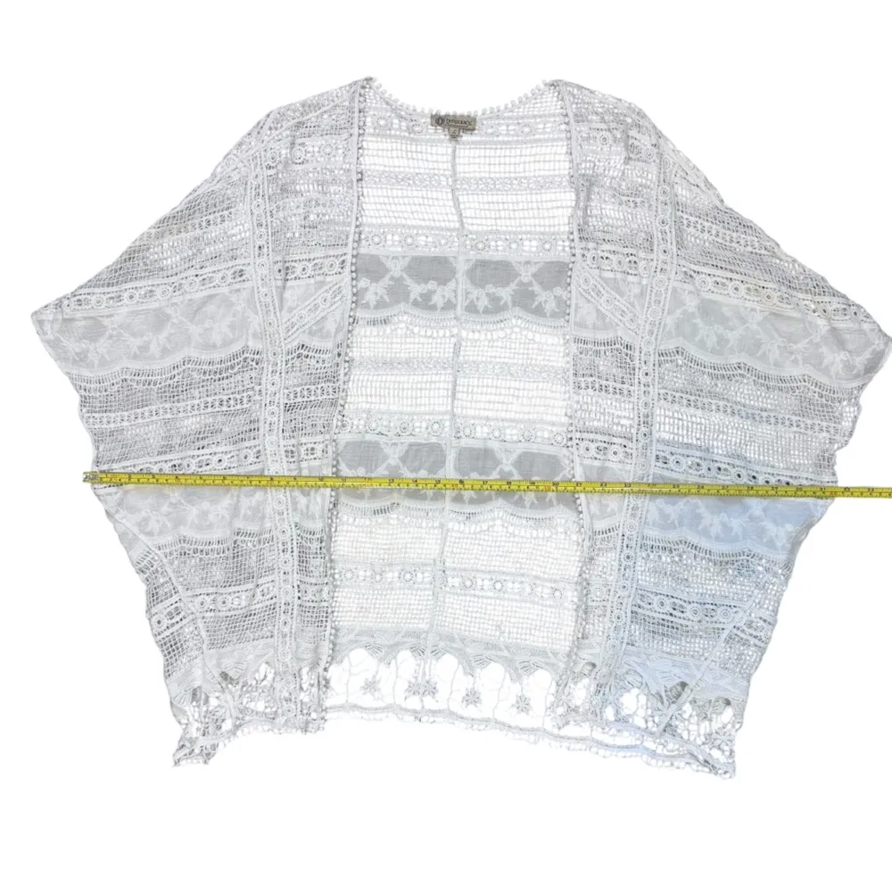 Democracy Ivory Crochet Lace Kimono Size Large - Image 10