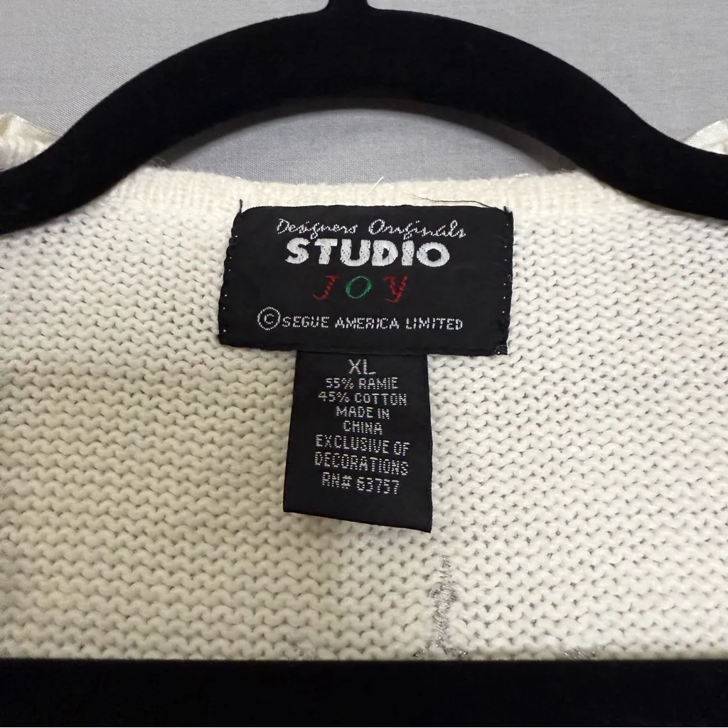 Vintage Christmas Snowflake Sweater Vest Ivory White Embroidered Made In‎ USA XL - Image 5