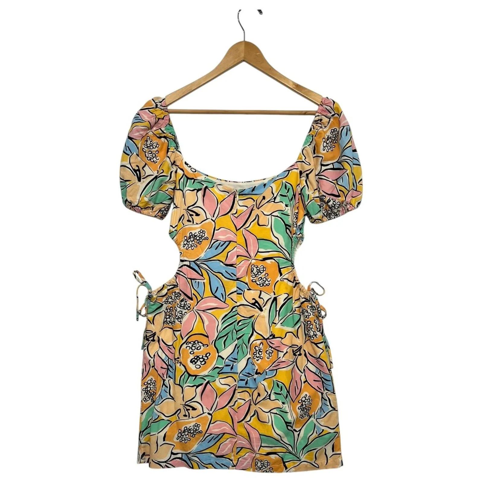 ASTR The Label Dress Womens XS Orange Talula Tropical Papaya Cutout Linen Blend - Image 2