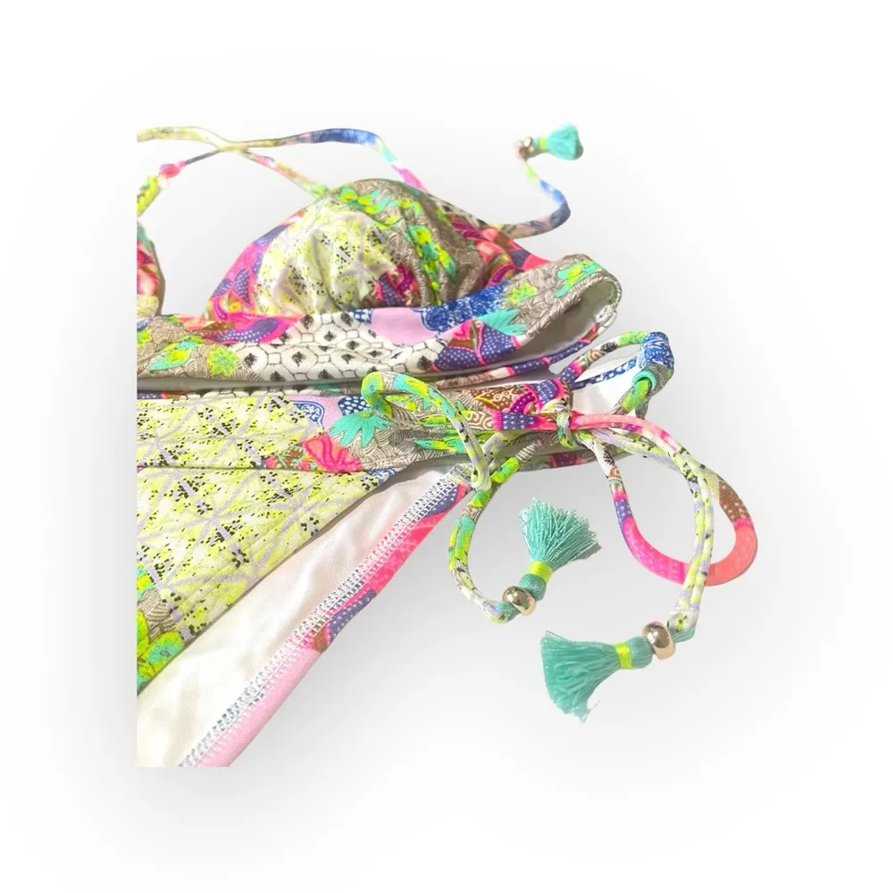 new Victoria Secret ☀︎︎ Embroidered Babe 2Pc Bikini Set ☀︎︎ Patchwork Bali ☀︎︎ L - Image 5