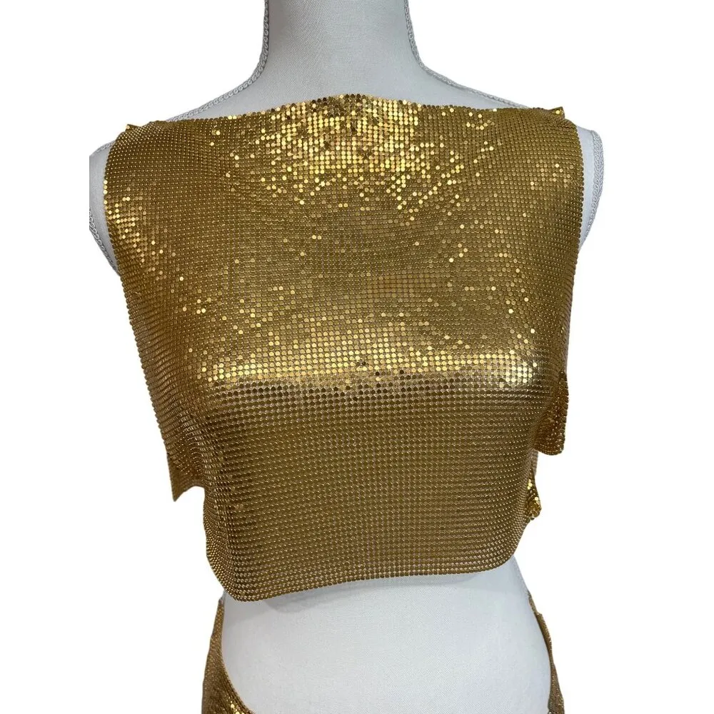 8 Other Reasons Chainmail Top And Skirt Set in Gold One Size New Womens dressy - Image 7