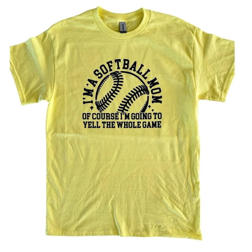 I’m a Softball Mom…Women’s X-Large Yellow T-Shirt Short Sleeve - Image 2