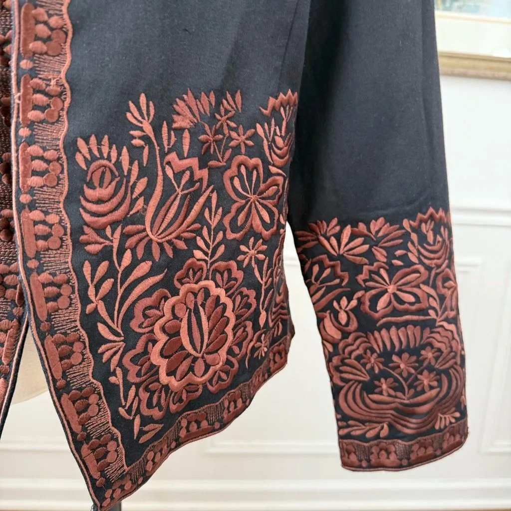 NWT Coldwater Creek Black Brown Embroidered Jacket $100 16 - Image 2