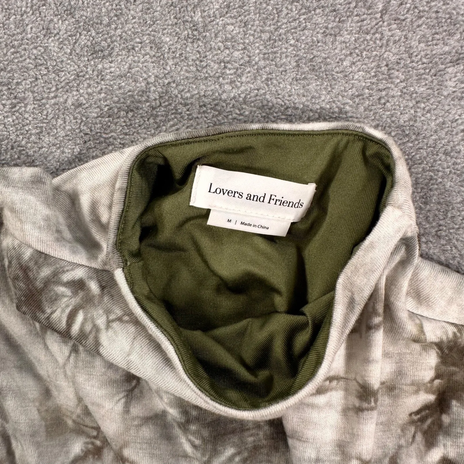 Lovers and Friends Ivanna Midi Dress Womens Medium Green White Tie Dye Mock Neck - Image 5