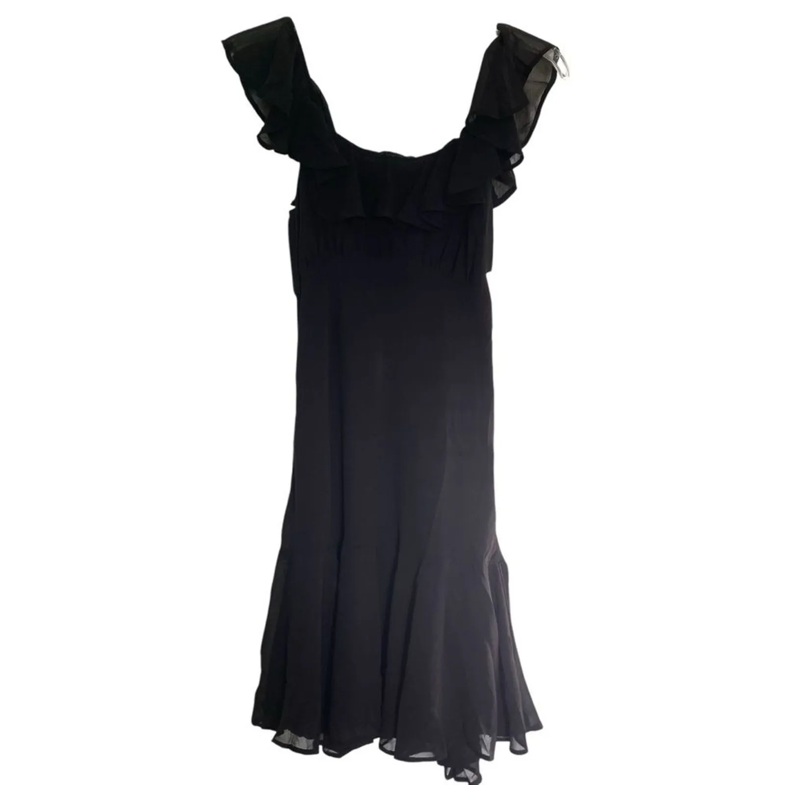 Lucky Brand Black Ruffle Mini Dress Women’s XS Frill Hem - Image 2