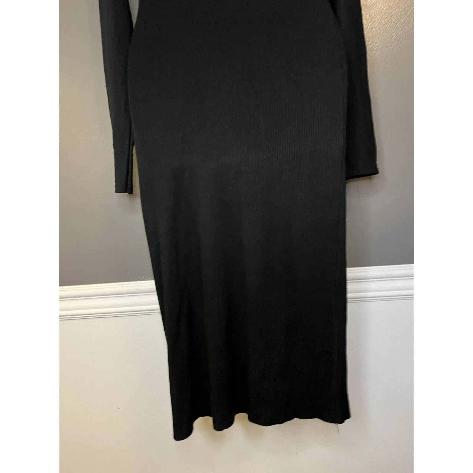 Almost Famous Dress Womens 2X Black Mesh Sleeve Ribbed Sweater Bodycon Midi - Image 9