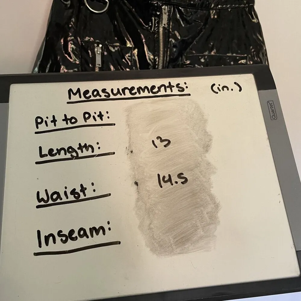 Black Vinyl Mini Skirt With Zipper Pockets & Ring Detail By Garage P/S women's - Image 7