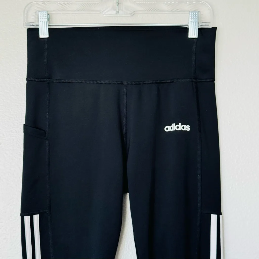Adidas Climalite Black White Side Stripe Pull On Leggings Women's Size Medium - Image 2