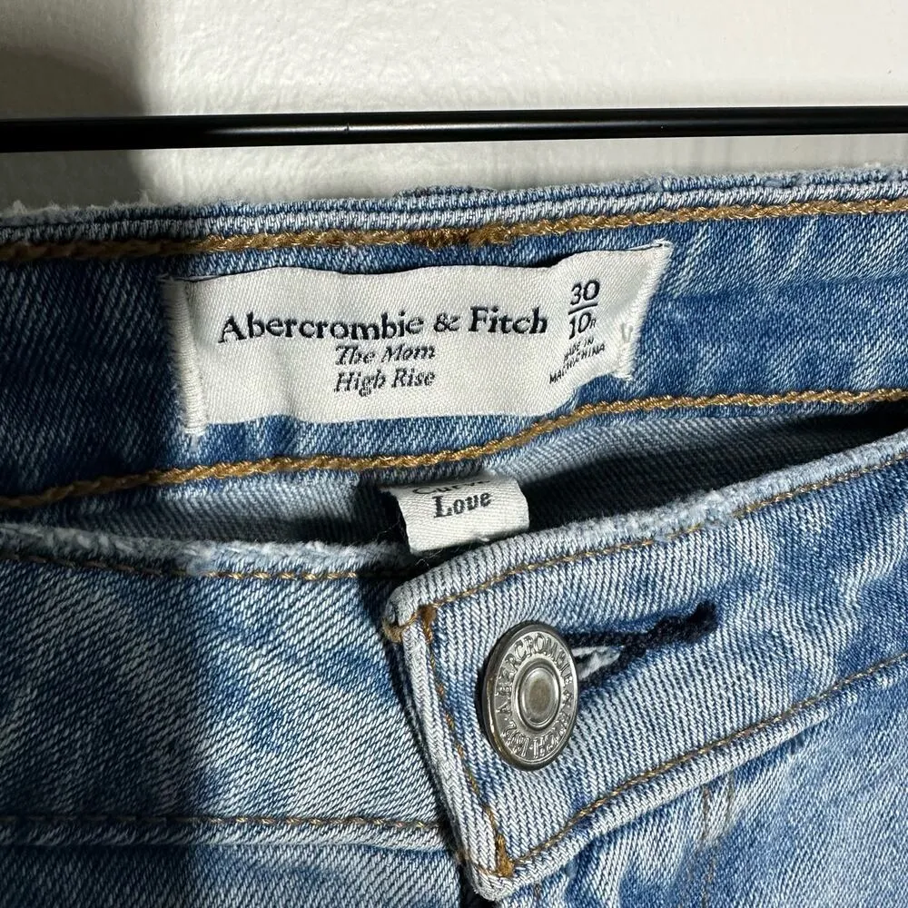 Abercrombie & Fitch Women's Curve Mom High Rise Distressed Jeans Size 30 Size 10 - Image 3