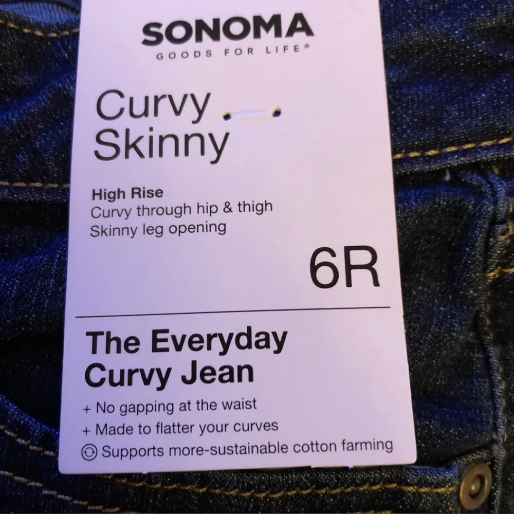 Womens Sonoma Goods For Life Curvy High Rise Skinny Jeans 6 Reg Dark Wash New - Image 8