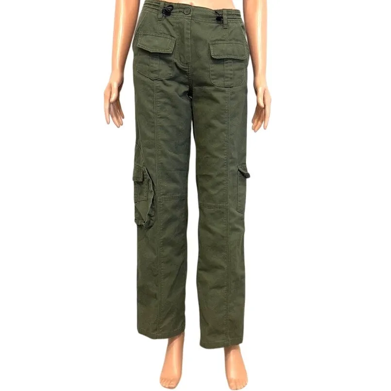 Brandy Melville OS Kim cinch waist Army green cargo pant P 3097 - Image 12