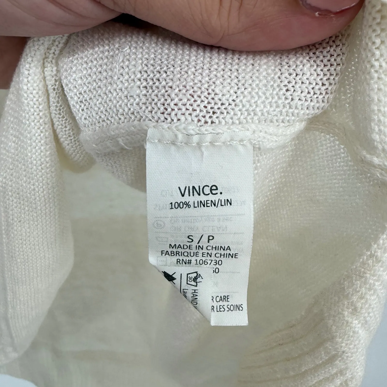 Vince Cream Striped Lightweight Linen Blend Sweater Size S - Image 4