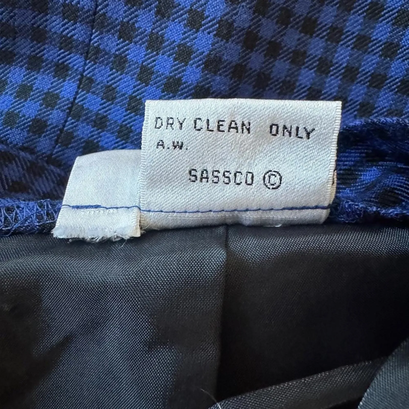Vintage ‘90s Sassco Blue & Black Gingham Print Midi Pencil Skirt Size M - Image 9