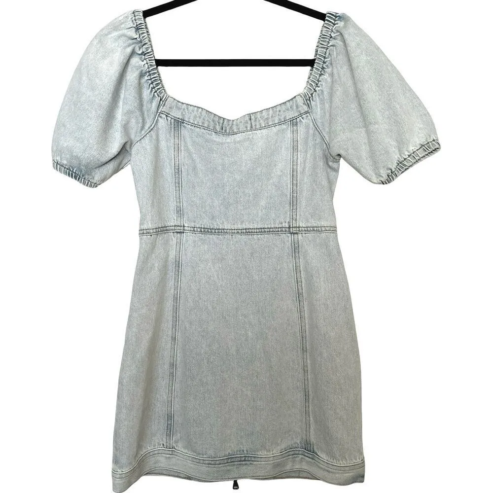 NWT OnTwelve Womens Heart Shaped Mini Denim Dress Light Wash Size Small Blue - Image 4